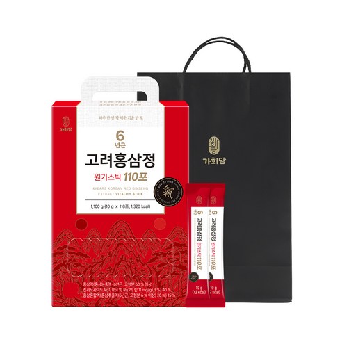 가희담 6년근 고려홍삼정 원기스틱 10g x 110포 홍삼스틱, 1박스, 1.1L
