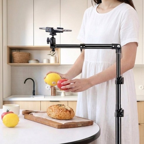 카멜리안 항공샷 거치대 260cm 높이 스마트폰 촬영용 삼각대 T자 수평 수직 조절 스탠드 유튜브 요리 언박싱 거치대 1개, none