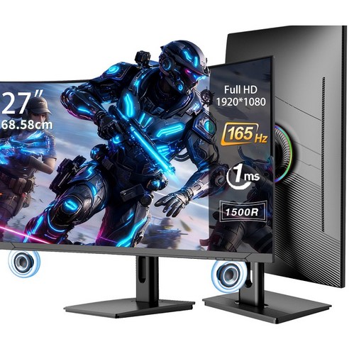 LarmTek 게이밍 모니터 27인치 34인치 49인치 울트라와이드 FHD/QHD/WQHD/4K/DQHD/5K 165Hz/240Hz 커브드 화면 고주사율 내장스피커 높이조절 스탠드, 70cm, 27inch 1K 165Hz