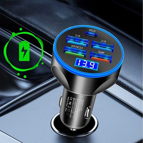 네오필 차량용 급속 5포트 초고속 충전기 자동차 핸드폰 시거잭 PD C타... 실사용 후기 | 효과 있을까? - 상품 이미지 1