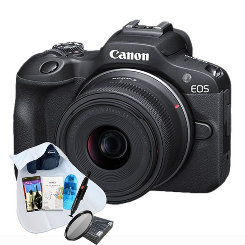 캐논 EOS R100 + 18-45mm KIT 입문용 6종 패키지(MCUV필터/렌즈클리닝펜/포켓융/청소키트/리더기/보호필름)