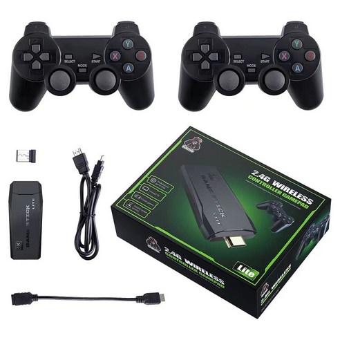 Haokon M8 TV 연결형 클래식 아케이드 게임스틱 라이 64GB 무선 조이패드 포함
