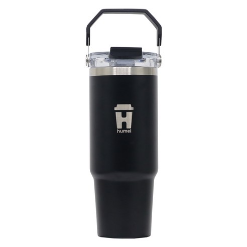 휴대용 트래블 텀블러 대용량 스테인리스 스트로우, 1개, 887ml, 블랙