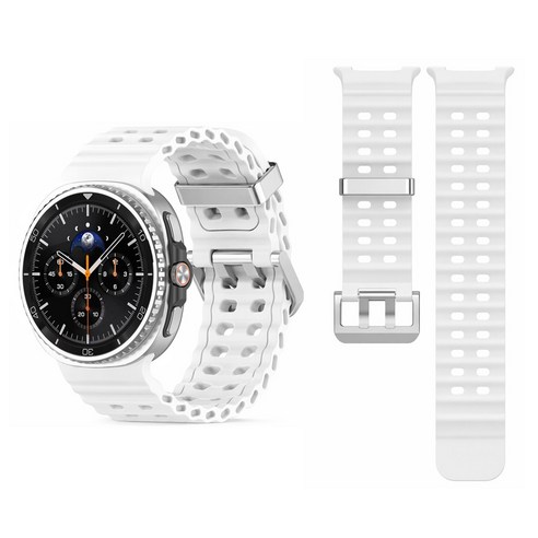 갤럭시워치8/8클래식 40/44/46mm 호환 프리미엄 실리콘밴드 스트랩 밴드, 1개, 화이트