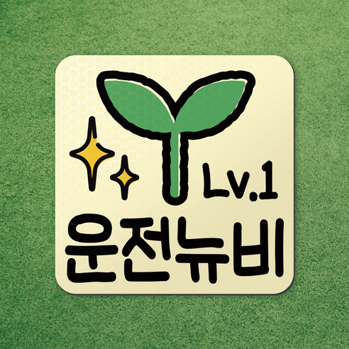 왕 초보 운전 반사 자석 스티커 탈부착 차량 면허 연수 노랑 마그네틱 마그넷 자동차, 1개, 아이보리-미니 새싹(운전뉴비)