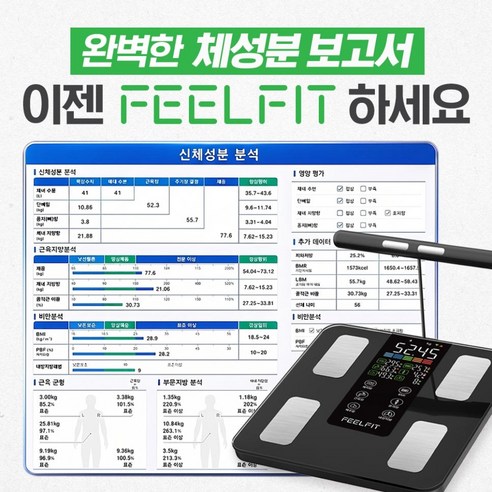 필핏(FEELFIT) 손잡이형 8전극 스마트 체중계 / 50가지 지표 / 한국어 전용 FEELFIT앱 / 임산부 모드 애플 삼성헬스 등 연동 / 다이어트, 1개, 네이비, Expert2
