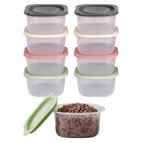 베루아 국산 전자렌지용 4중 스팀홀 냉동밥 보관용기 300ml, 8개, 혼합색상