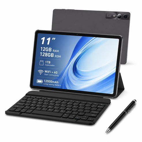 11인치 LTE 태블릿PC 12GB+128GB 안드로이드14 듀얼 SIM 4G 통화 GPS 지원 공부용 사무용, 스페이스 그레이, 128GB, Wi-Fi+Cellular