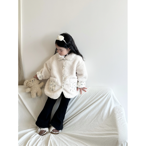 플라워덤블자켓 점퍼 유아 간절기패딩 겨울 등원룩 아기 아우터 가을 키즈