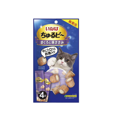 [오늘까까] 이나바 츄르비 고양이 간식, 4개, 40g, 혼합맛(참치/구운닭가슴살)