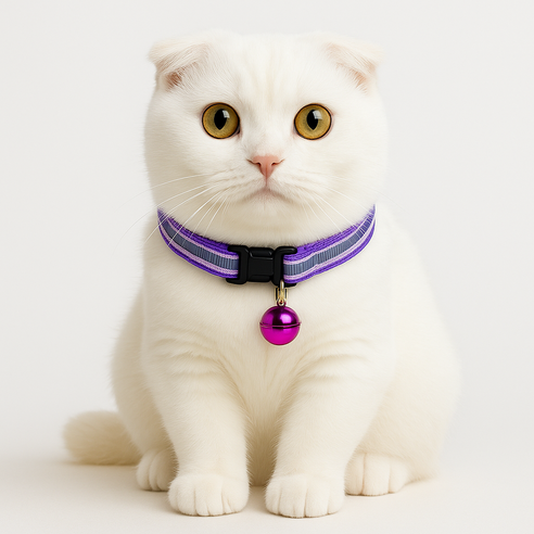 엘뉴본 고양이 방울 목걸이 야광, 1개, 로얄 바이올렛 보라