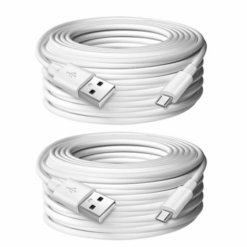 USB 연장 충전 롱 긴 케이블 홈캠, 2개, 화이트(5핀), 5m
