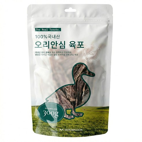 도그말리온 국내산 강아지 수제간식 대용량 6종, 1개, 300g, 오리 안심