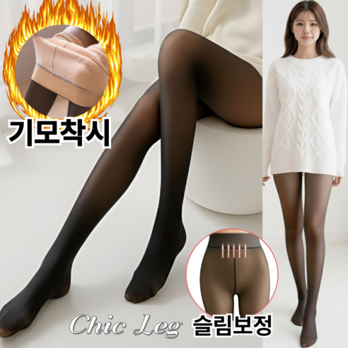 시크레그 겨울 기모 착시스타킹