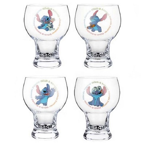 StarR 해피 캐릭터 글라스 컵 450ml 4개입 기프트박스 포함, 1세트