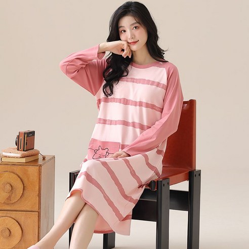 간절기 밤, 서늘함과 꿉꿉함을 동시에 잡아주는 여성 원피스 잠옷