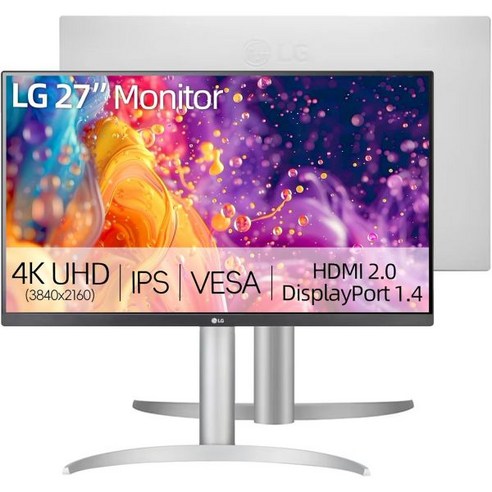 LG 27UL550W 27인치 4K UHD3840 x 2160 초미세 컴퓨터 모니터 IPS AMD 프리싱크 틸트높이피봇 조절 스탠드 HDR10 HDMI 디스플레이포트, LG 27UL550-W 27인치 4K UHD 3840, 1개