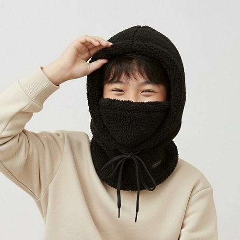 두툼 키즈 바라클라바 기모 후드넥워머 어린이용
