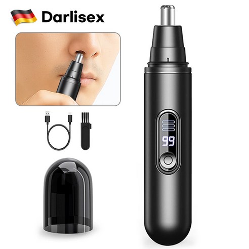 Darlisex 남성 코털제거기 c타입 충전식 미니 전동 콧털 제거기, 블랙, A6