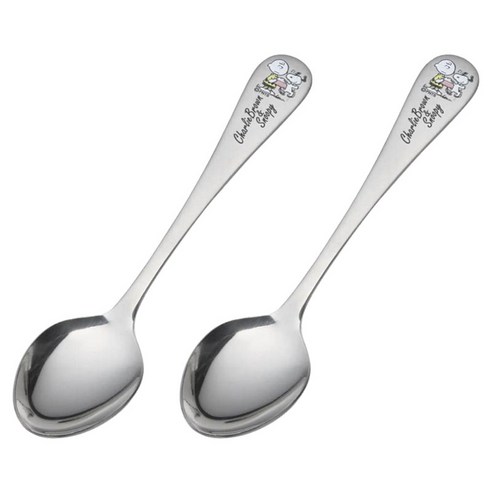 다마하시 피너츠 찰리 브라운 & 스누피 디저트 스푼 커틀러리 18cm, 2개, 실버