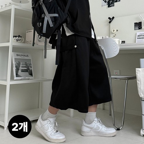 1+1 르위 남자 스냅 버뮤다팬츠 와이드 반바지 빅사이즈 7부 8부