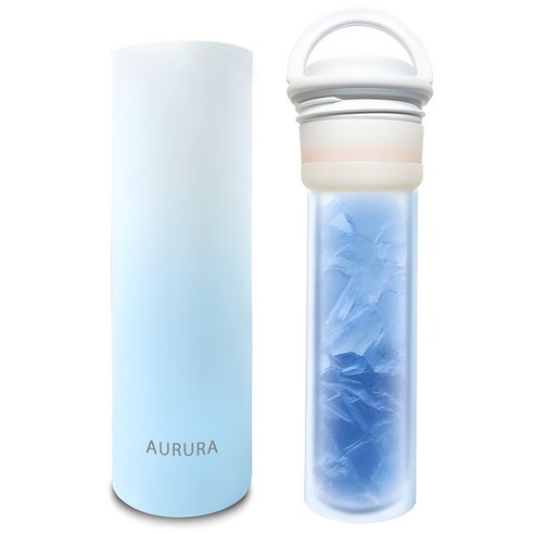 AURURA 여름 쿨링 아이스컵 아이스팩 아이스 텀블러 보온보냉 얼음 찜질팩 보온보냉 컵 핸디 야외 캠핑 차량용 선물 예쁜 그라데이션 색상, 1개, 아이스 블루
