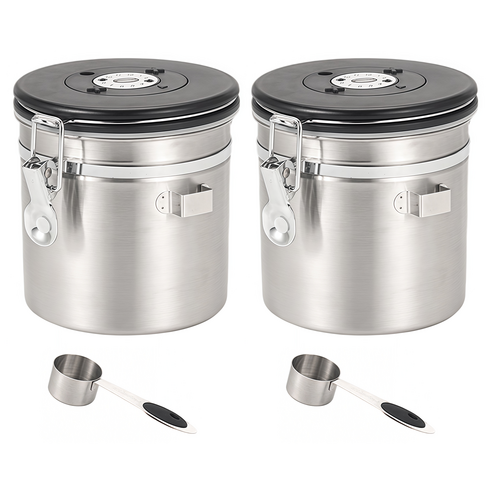 SHUNFA 304 스테인레스 스틸 밀폐 용기 1.2L, 2개, 실버