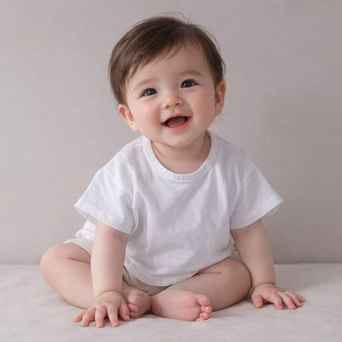 [국내제작 KC인증] 아기티셔츠 백일 돌 3개월 6개월 신생아 유아 베이비 나시 반팔 긴팔 기본티