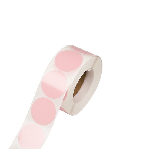 디어플레이스 컬러 롤스티커 500매 2.5cm, 1롤, 17.원형_라이트핑크