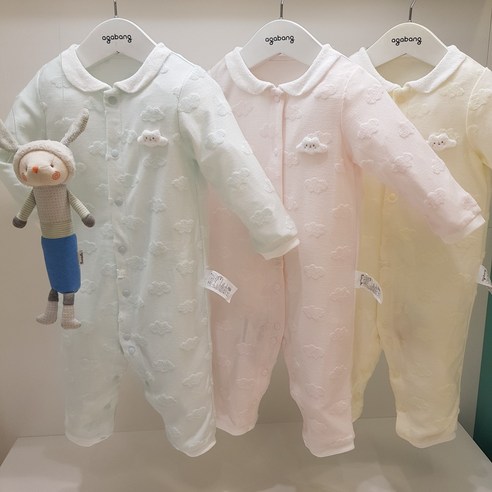 아가방 24 가을 베이비페어 보들보들 실크핏 수플레 가을 우주복! 신생아 출산준비 가을겨울 우주복 요기! 구름총총쟈가드 원단 이쁜거 웬일이야 신생아 백일 외출복