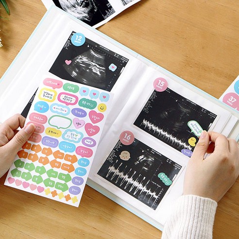 인디고 처음부모 초음파사진 포켓 앨범 (112포켓 스티커 4매 포토북) - 태아초음파기록북 임산부 포토앨범 감성태교 다이어리 예비맘 선물 추천 이미지 3