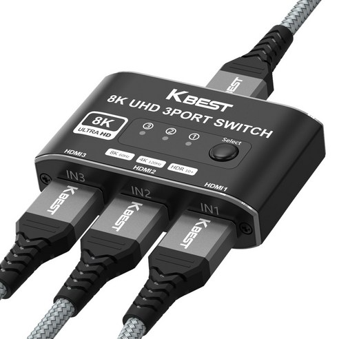 Premium 8K HDMI 2.1 선택기 스위치 셀렉터 3:1, 1개