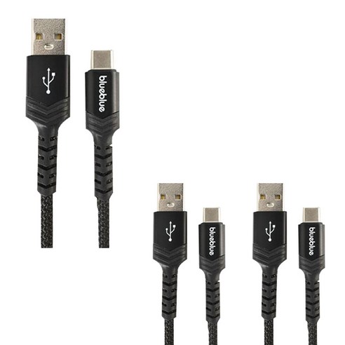 VINTO C타입 고속충전 케이블, 3개, 블랙, 1.2m