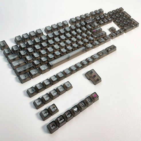 YF 투명 무광 퀄리티 한글 키보드 키캡 영문 각인 PBT 132키 OEM, 투명 키캡, 블랙