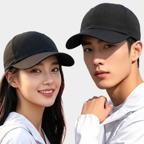해피블루 메쉬 러닝 모자 볼캡, 1개, 블랙