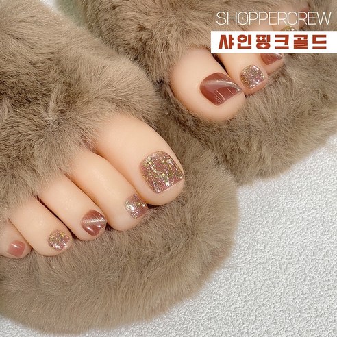 쇼퍼크루 붙이는 인조발톱 셀프 패디팁 24P 세트, 1개, 샤인핑크골드