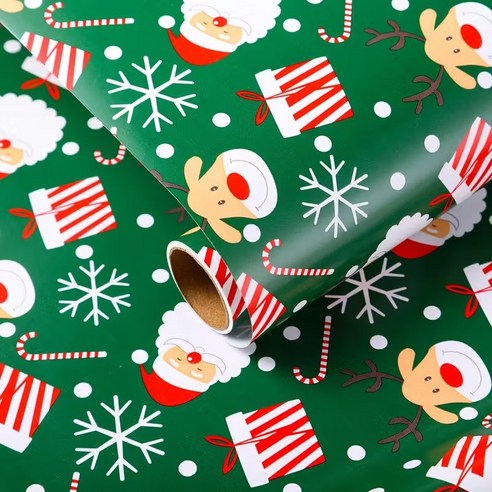 크리스마스 종이 롤 포장지 10m, 그린 크리스마스, 1개