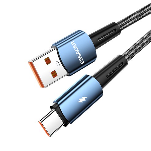 Essager PD 120W USB A-C 타입 초고속 충전기 케이블 1m 블루 1개, 푸른색