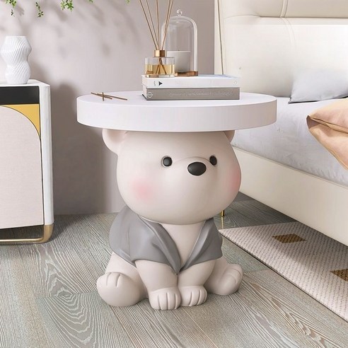 캐릭터 북극곰 럭셔리 거실 사이드 선반 카페 인테리어 테이블 북유럽 협탁, 그레이
