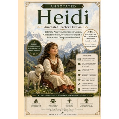 (영문도서)Heidi Annotated: Teacher's Edition for Young Readers: Character Growth Critica... Paperback, Independently Published, English, 9798199634571