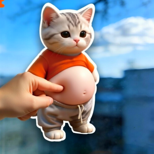 레송 자동차 문콕방지 캐릭터 도어가드 강아지 고양이 4P, 4개, 백수 고양이