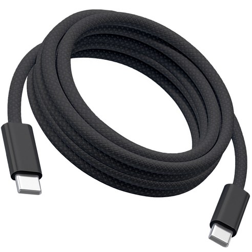 240W PD 초고속 충전 패브릭 C타입 to C타입 케이블, 1개, 블랙, 5m