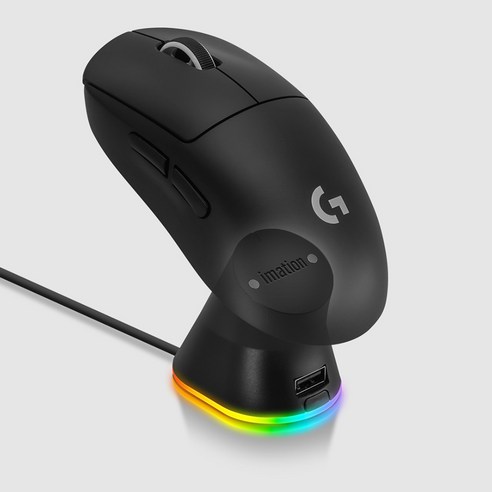 이메이션 충전독2 RGB 차징독2 로지텍 마우스 전용 [G502 X PLUS/G703 HERO/G903 HERO/G PRO X SUPERLIGHT 2 호환], 충전독2 RGB 블랙