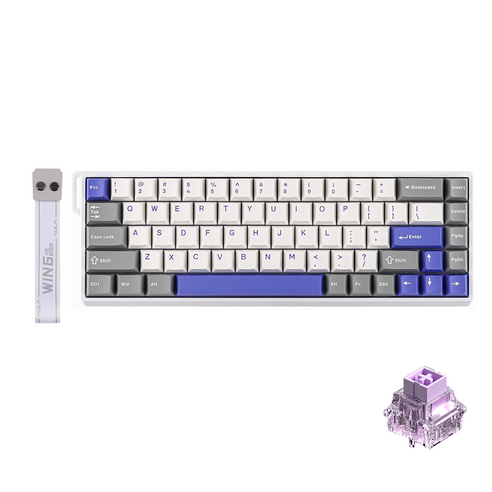 AULA WIN 68HE PRO MAX 마그네틱 축 게이밍 키보드 유선, RGB Wired, WIN68HE MAX gray+white+blue
