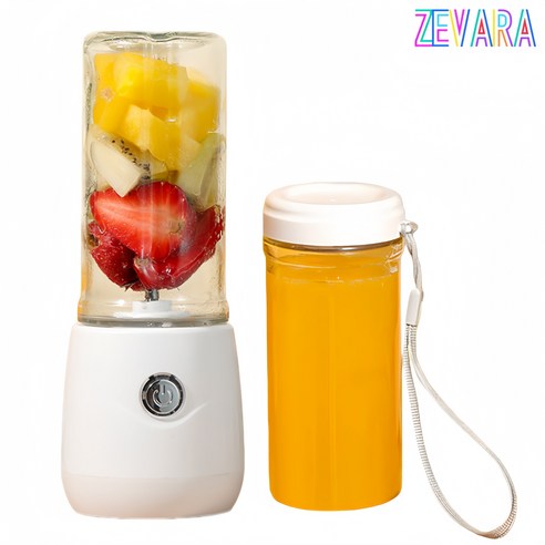 ZEVARA 휴대용 미니믹서기 무선블랜더 USB충전 주스믹서컵 450ml 대용량 다기능유리컵, 화이트-AAA99