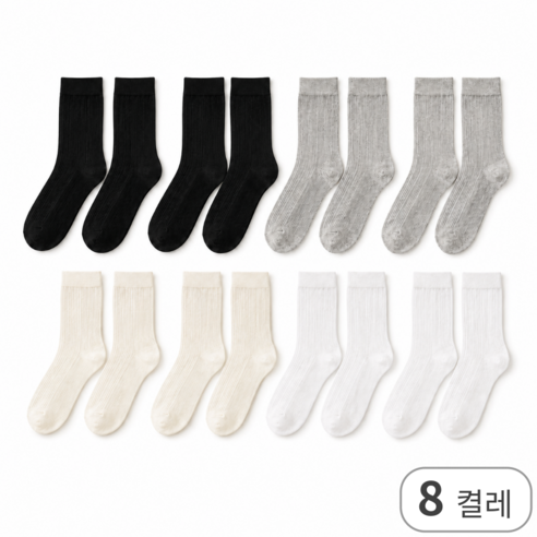 IFNA 여성 시스루양말 중목 데일리컬러 8켤레
