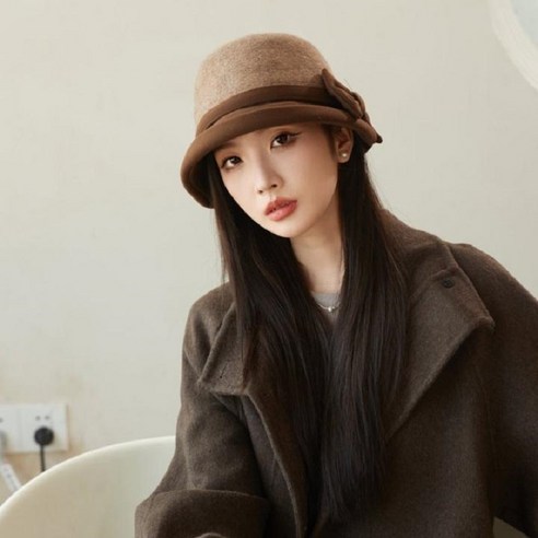 Couchsurfing 여성용 울 리본 버킷햇 3126