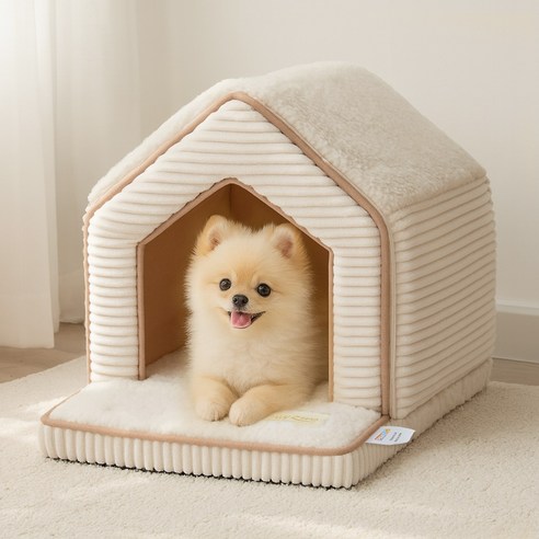 PAWZ Road 반려동물 푹신 베란다 숨숨집 하우스 지퍼형 강아지 고양이 집, 1개, 화이트