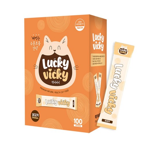 럭키비키 짜먹는 고양이 간식, 15g, 100개, 닭고기