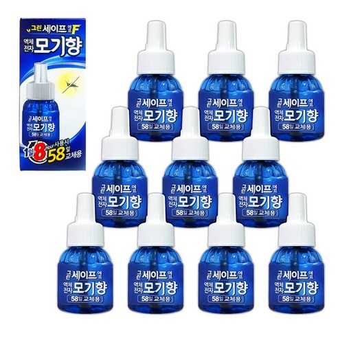 그린세이프 액체 전자모기향 리필 58일 더 오래가는 액상모기약, 29ml, 10개